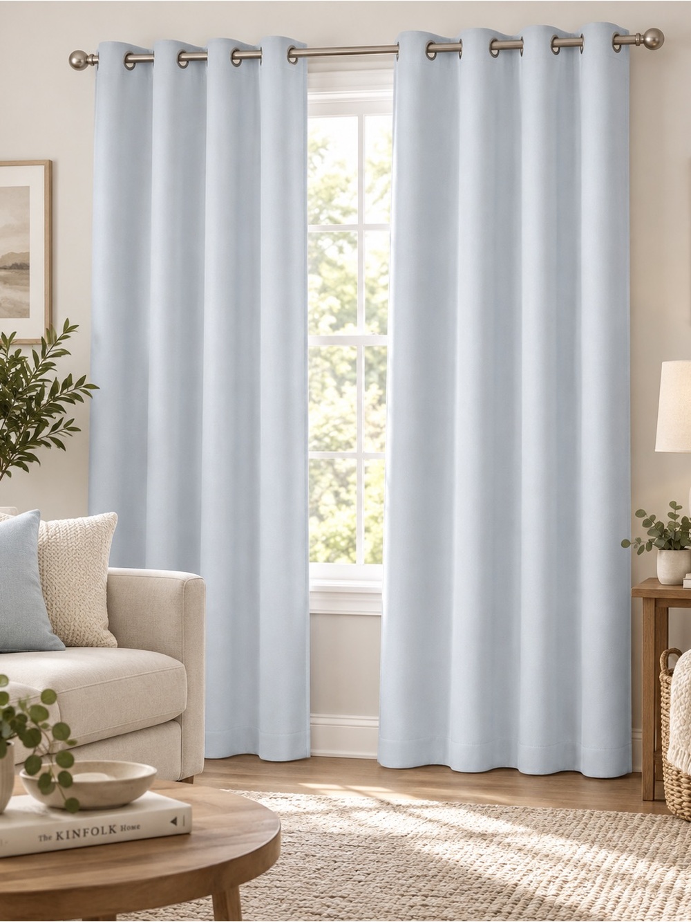Light grey Thermal Grommet Curtain Panel -
